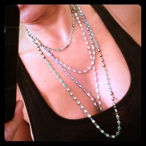 Pair of boutique long colorful crystal necklaces